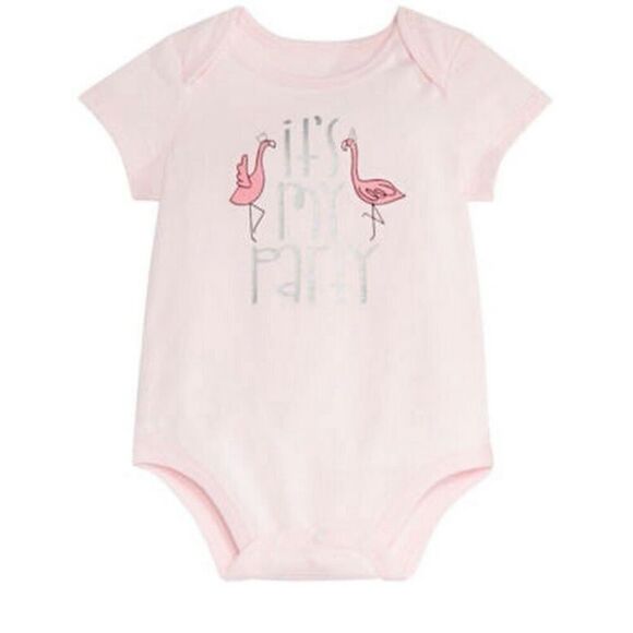 NWT Baby Girls First Impressions It’s My Party Flamingo Bodysuit - Sz 0-3 mo - Picture 1 of 2